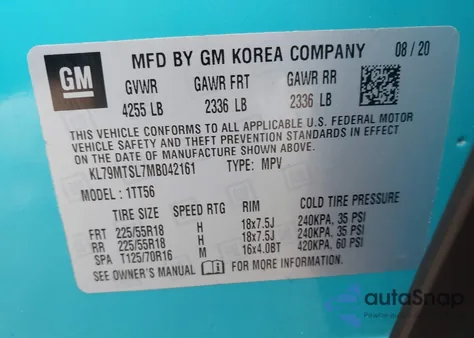 2021 Chevrolet Trailblazer Fwd Rs z USA, uszkodzony, nr VIN KL79MTSL7MB042161